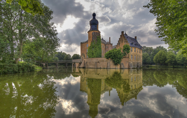 Обои картинки фото города, - пейзажи, пруд, парк, особняк