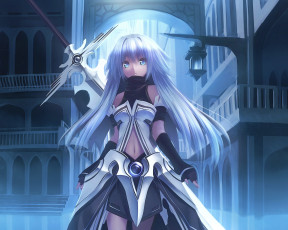 Картинка аниме оружие +техника +технологии взгляд девушка фон