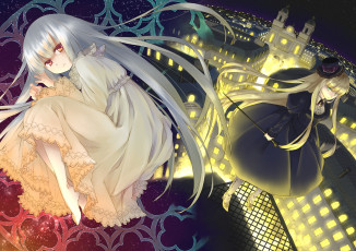 Картинка аниме город +улицы +здания фон взгляд девушка