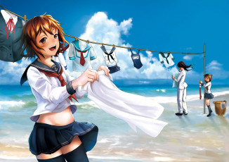 Картинка аниме kantai+collection фон взгляд девушки