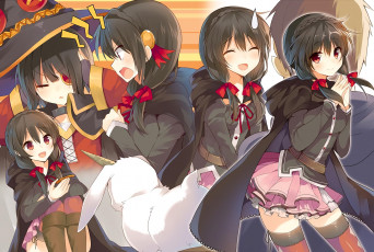 Картинка аниме kono+subarashii+sekai+ni+shukufuku+wo девушки взгляд фон