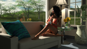 Картинка 3д+графика люди+ people девушка взгляд фон