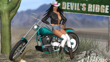 Картинка 3д+графика люди-авто мото+ people-+car+ +moto банер шляпа девушка взгляд улыбка мотоцикл