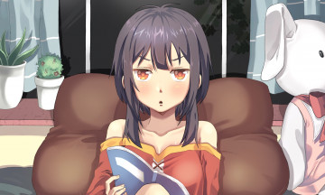 Картинка аниме kono+subarashii+sekai+ni+shukufuku+wo девушка взгляд фон