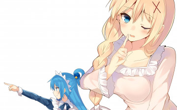 Картинка аниме kono+subarashii+sekai+ni+shukufuku+wo девушка взгляд фон