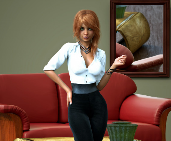 Обои картинки фото 3д графика, люди , people, девушка, взгляд, фон