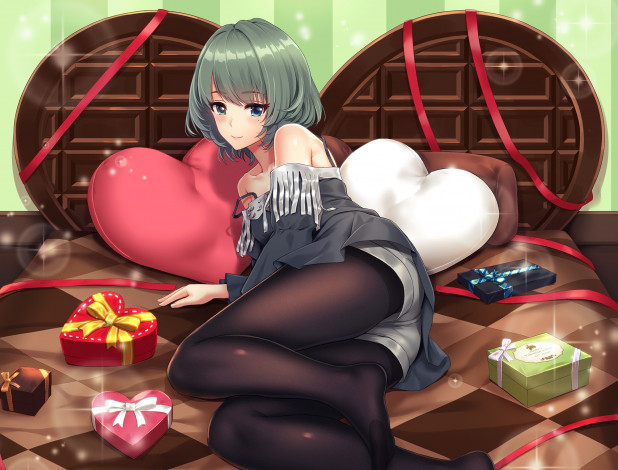 Обои картинки фото аниме, idolm@ster, девушка, взгляд, фон