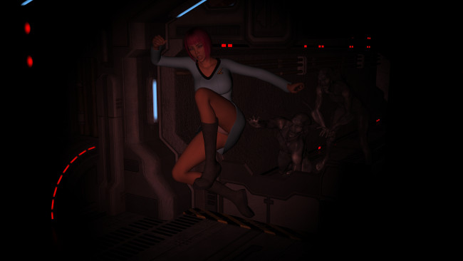 Обои картинки фото 3д графика, фантазия , fantasy, девушка, взгляд, фон, оружие