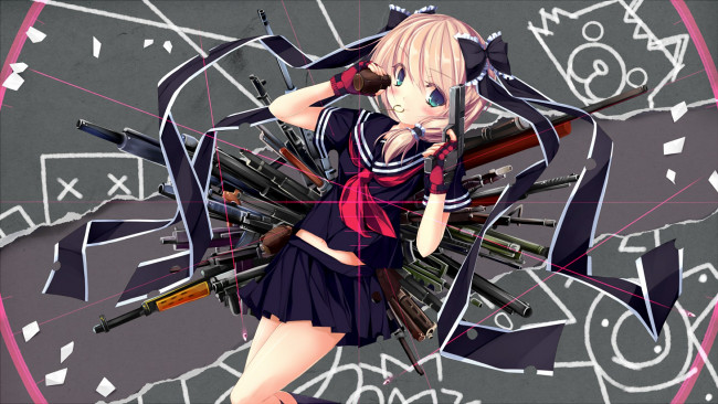 Обои картинки фото аниме, unknown,  другое, девушка, взгляд, фон