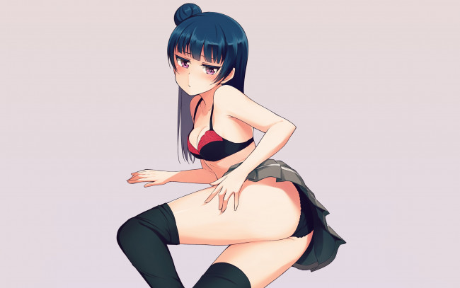 Обои картинки фото аниме, love live,  school idol project, девушка, взгляд, фон