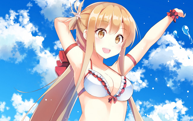 Обои картинки фото аниме, sword art online, фон, взгляд, девушка