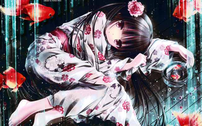 Обои картинки фото аниме, tinkerbell , artbook, фон, взгляд, девушка