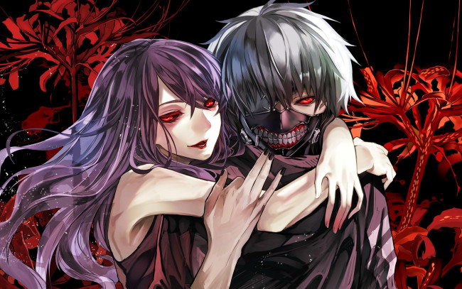 Обои картинки фото аниме, tokyo ghoul, cannibal, rize, kamishiro, human, predator, ken, kanek