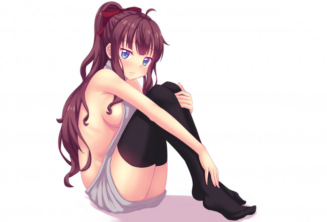 Обои картинки фото аниме, new game, девушка, взгляд, фон