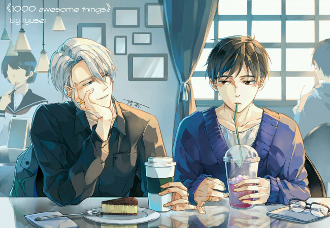 Обои картинки фото аниме, yuri on ice, victor, nikiforov, katsuki, yuuri