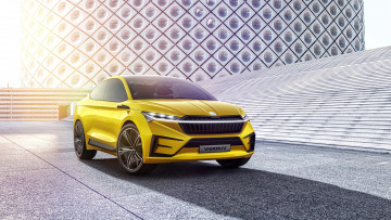 Картинка 2019+skoda+vision+iv автомобили skoda желтый купе кроссовер vision iv