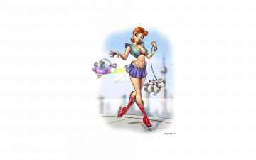 Картинка рисованное комиксы девушка собака будущее