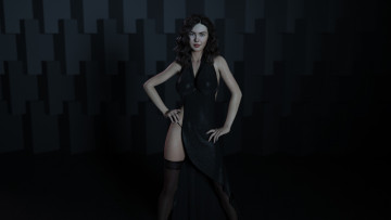 Картинка 3д+графика люди+ people девушка фон взгляд платье чулки