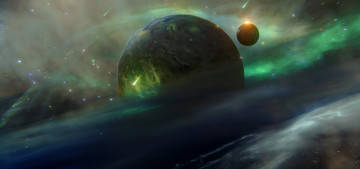 Картинка космос арт планета спутник