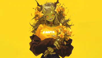 Картинка аниме животные +существа праздник 8 марта