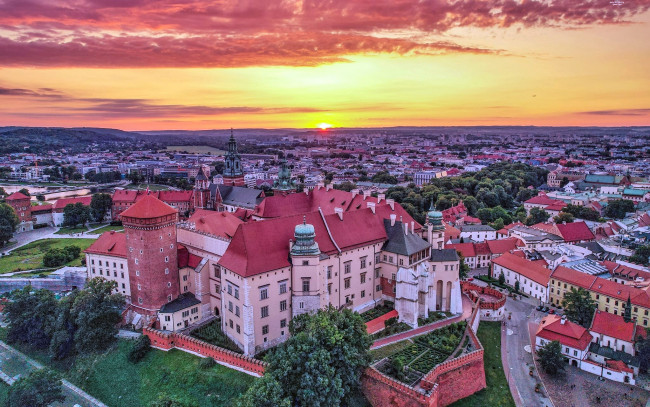 Обои картинки фото города, краков , польша, панорама