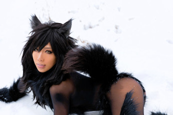 Картинка девушки nonsummerjack косплей образ наряд костюм ушки хвост снег