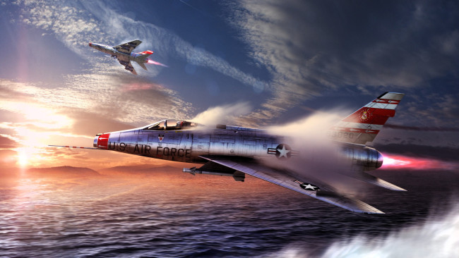 Обои картинки фото видео игры, war thunder, самолеты, небо, полет, облака, море