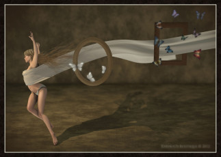 Картинка 3д графика people люди девушка бабочки