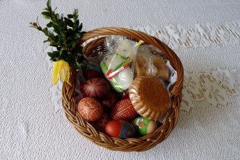 Картинка праздничные пасха корзина ветка