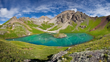 Картинка природа реки озера озеро облака ice lake basin san juan mountains ulysses s grant peak горы пейзаж