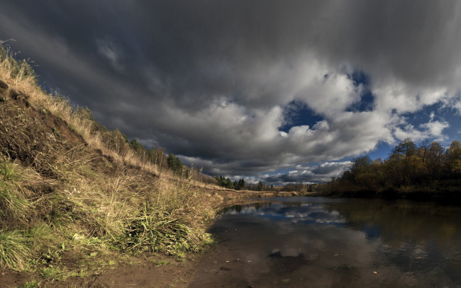 Обои картинки фото природа, реки, озера, река, небо, берег