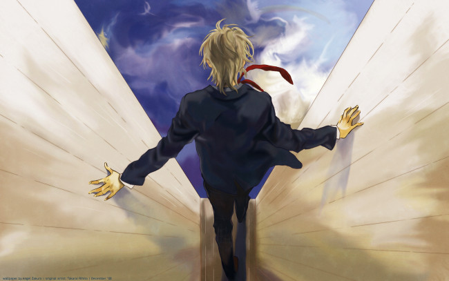 Обои картинки фото rihito, takarai, mangaka, аниме, *unknown, другое, парень, галстук, панорама