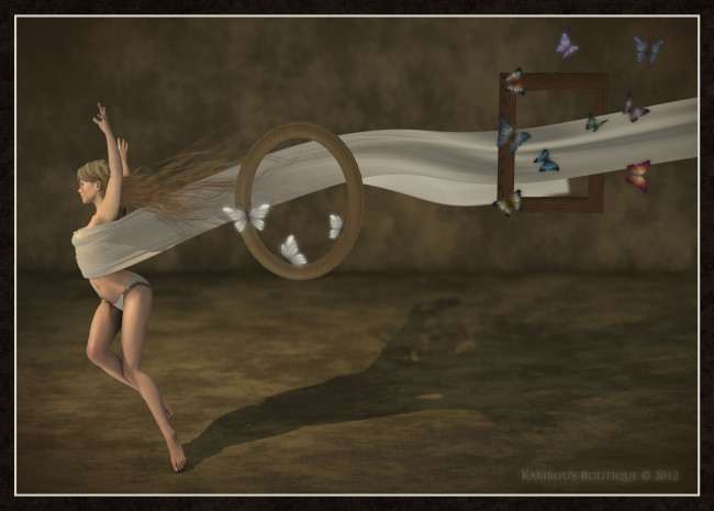 Обои картинки фото 3д, графика, people, люди, девушка, бабочки