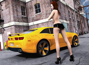 Картинка 3д графика people люди camaro