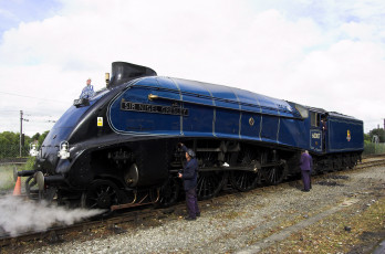 Картинка a4 pacific sir nigel gresley техника паровозы бригада паровоз тендер рельсы