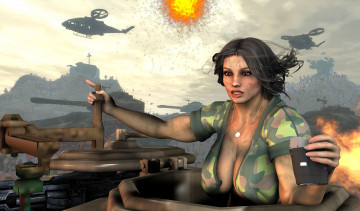 Картинка 3д графика fantasy фантазия девушка оружие