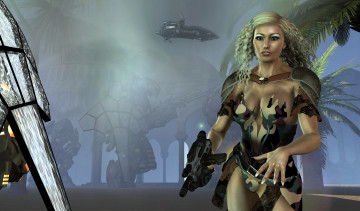 Картинка 3д графика fantasy фантазия девушка оружие