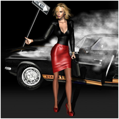 Обои картинки фото 3д, графика, people, люди, девушка, автомобиль