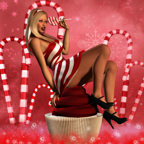 Обои картинки фото 3д, графика, people, люди, конфеты, девушка