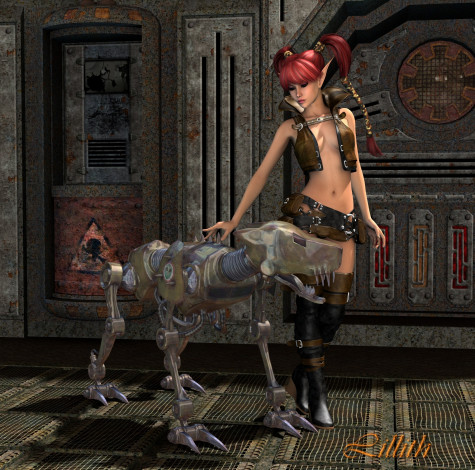 Обои картинки фото 3д, графика, elves, эльфы, робот, эльфийка