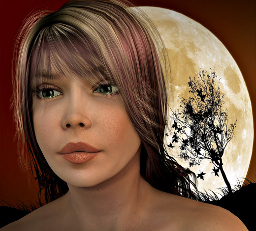 Обои картинки фото 3д, графика, portraits, портрет, лицо, девушка, дерево