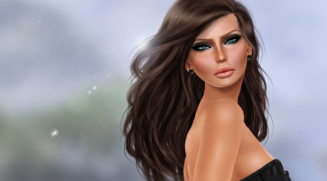 Обои картинки фото 3д, графика, portraits, портрет, волосы, брюнетка