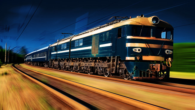 Обои картинки фото техника, электрички, электровоз, вагоны, рельсы