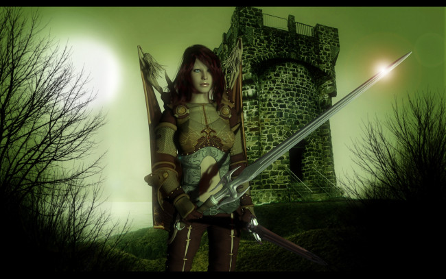 Обои картинки фото 3д, графика, amazon, амазонки, меч, девушка