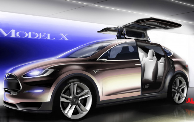 Обои картинки фото автомобили, рисованные, tesla