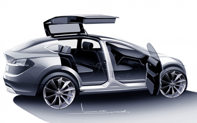 Обои картинки фото автомобили, рисованные, tesla