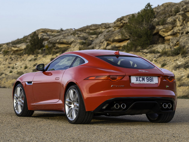 Обои картинки фото автомобили, jaguar, красный, f-type, r, coupе, 2014