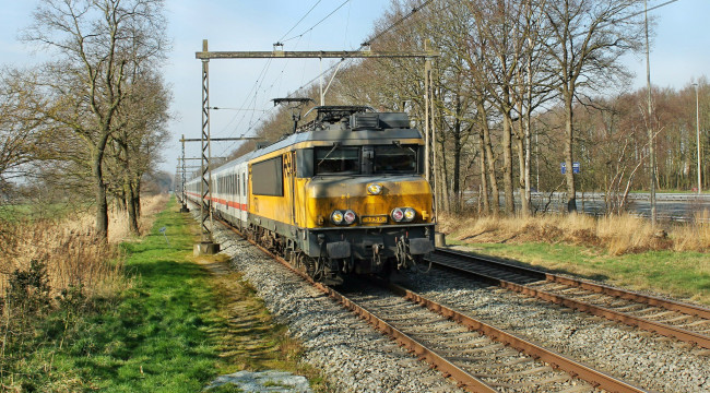 Обои картинки фото техника, поезда, состав, локомотив, рельсы, дорога, железная