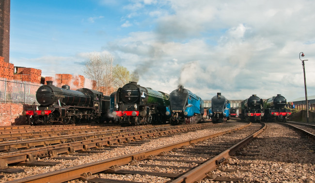 Обои картинки фото техника, паровозы, рельсы, дорога, железная