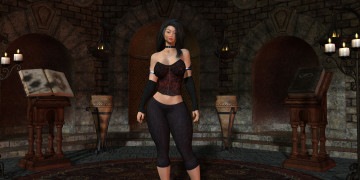 Картинка 3д+графика люди+ people свечи фон взгляд девушка